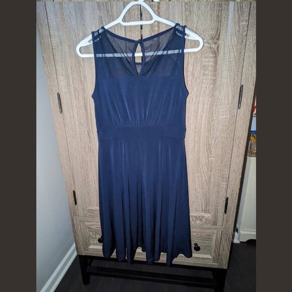 *3 FOR $9* Enfocus Studio Solid Mesh Fit & Flare A Line Knee Length Short Dress - Picture 2 of 4